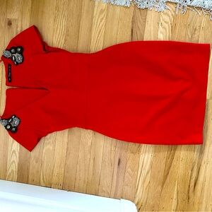 Red mini V-neck dress